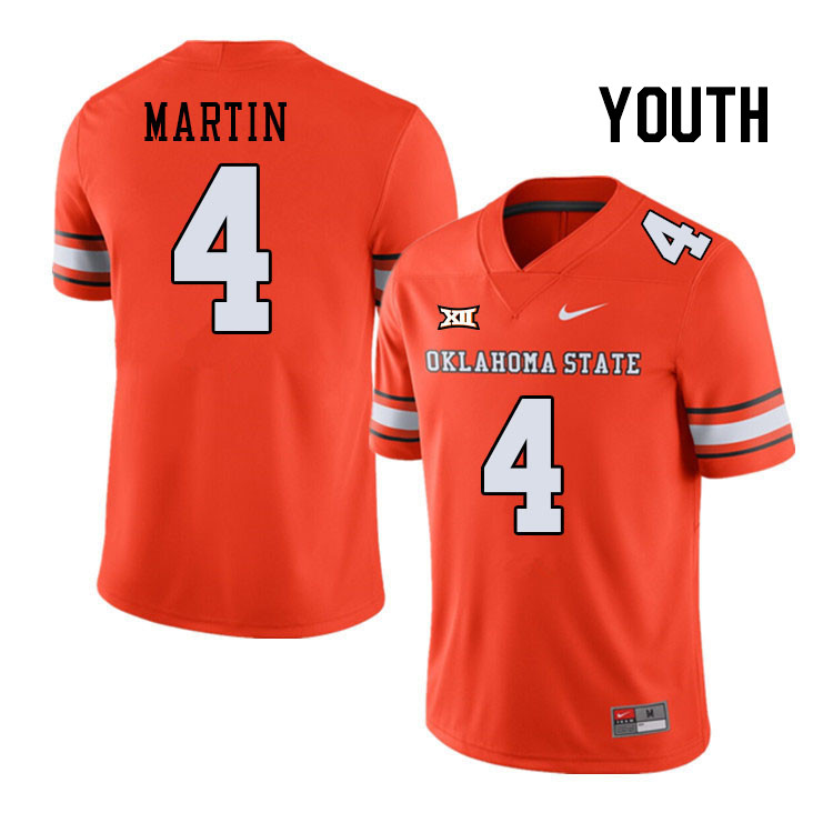 Youth #4 Nickolas Martin Oklahoma State Cowboys College Football Jerseys Stitched-Alternate Orange